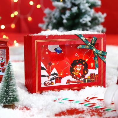 China Christmas Wrapping Art Paper Materials Red Cardboard Gift Boxes for sale