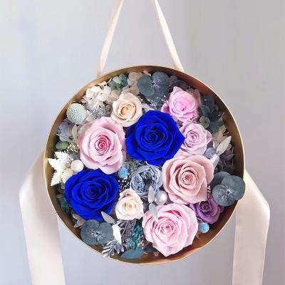 China Custom Printed Round Velvet Rigid Flower Favor Boxes for sale