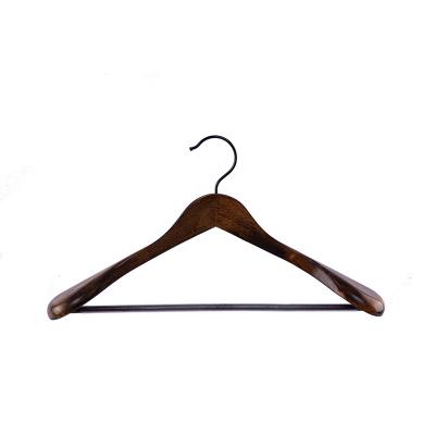 China Smooth Luxury Wide Shoulder Wooden Bar Hangers With Anti-Slip Bar for sale