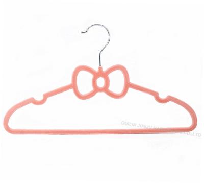 China Pink Non-Slip Girly Bowknot Touch Velvet Hanger 360 Swivel Hook Hanger Velvet Shirt Coat Hanger Non-Slip Coat Hanger for sale