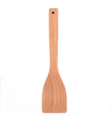 China Sustainable Natural Beech Kitchen Cooking Tools Long Handle Wooden Spatula for sale