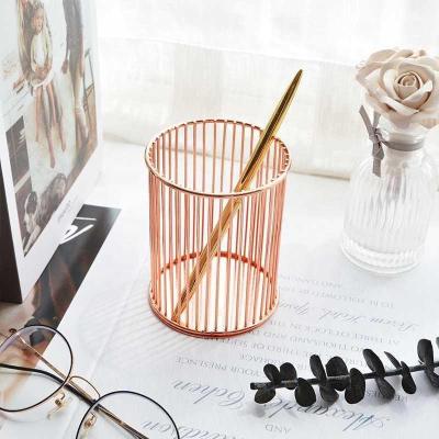 China Eco-friendly Pen Pencil Pot Holder Metal Container For Stationary Office Home Office Makeup Brush for sale