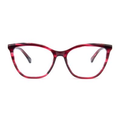 China Latest Fashionable Eye Frame Amber Red Square Economical Acetate Eyeglasses Frame Optical Eyewear Frame for sale