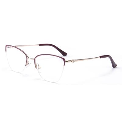 China Fashionable simple metal optical frame with diamond set is for ladies for sale