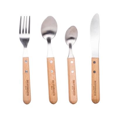 China Sustainable high quality personalized stainless steel fork knife and spoon four-piece dinnerware set for sale