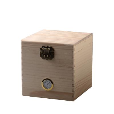 China Handmade Pine Wood Gift Box Tea Cart Wood Hinged Pine Wood Box With Printing Logo On The Lid for sale