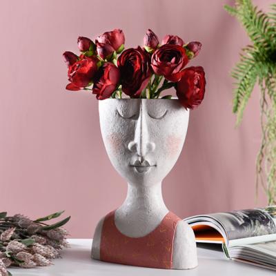 China Modern Nordic creative portrait art portrait drier Central Institute of Statistics personality flower pot vase garden balcony home decoration for sale