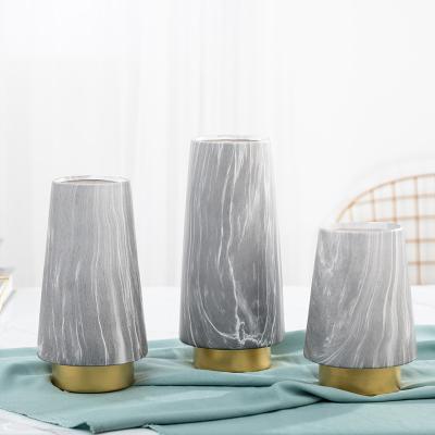 China Modern Simple Modern INS Gold Vase Marbled Ceramic Flower Vases for sale