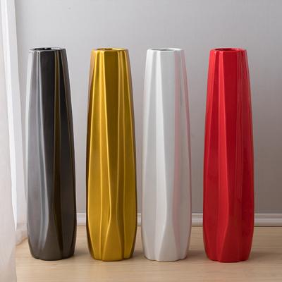 China Modern Simple Modern Tall Vases Nordic White Red Gold Floor Vase Dark Gray Floor Vases for sale