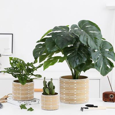 China Flowerpot modern Nordic meat cement round style ceramic flower pot supply items for home decoration for sale