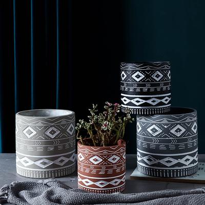 China Amazon Modern Hot Selling Planter Around Cement Flower Pots Plants Succulent Pot For Home Decoration for sale