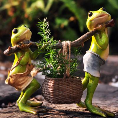 China Cartoon Central Institute of Statistics Cartoon Cute Frog Resin Flowerpot Creative Animals for Home Decoration for sale