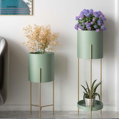 China Light Luxury Multi-storey Shelving Nordic Flower Frame Central Institute of Statistics Flower Frame Chinese Style Living Room Lollipop Floor Simple Green Type ATF for sale