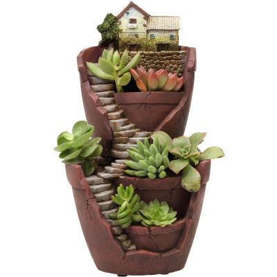 China Modern creative the city of the sky flower pot resin plant container decoration for home ministry garden for sale