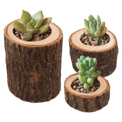 China Modern creative handmade wooden succulent flower pot plant container decoration for home ministry garden for sale