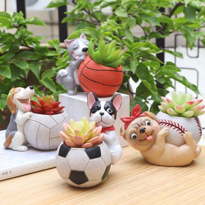 China Beautiful Modern Succulent Dog Resin Flower Pot Plant Container Decoration For Home Office Garden for sale