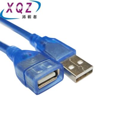 China High Speed ​​Data Transmission USB Extension Cable USB2.0 AM/AF Cable USB Male to Female Pure Copper Shielded Transparent Blue 1.5M Extension Cable for sale