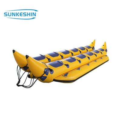 China PVC 14 People Piloting Thick PVC Material Inflatable Cheap Towable Banana Boat For Sale for sale