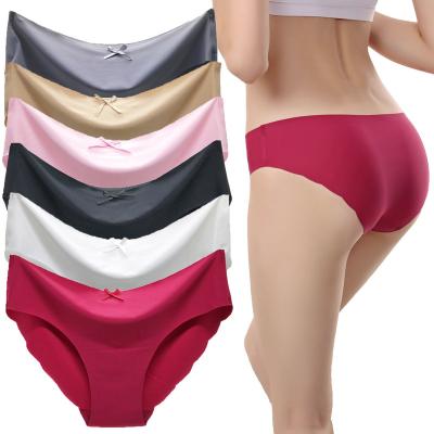 China Sexy Lingerie Mature Woman Customize Laser Cut Ladies Bikini Panties Ice Silk Seamless Panties Wave Cut Bragas Sin Costuras Women's Panties for sale