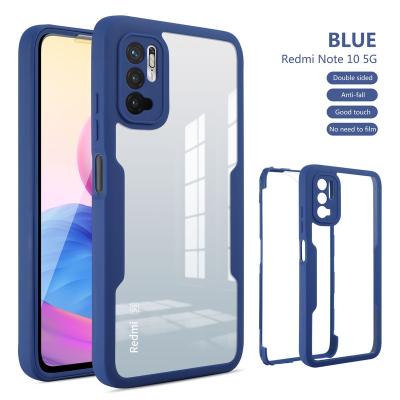 China Shockproof For redmi note10pro 4g POCO X3 360 Degree Full Cover TPU+Acrylic+PET Front Screen Protector Phone Case Shock Proof Clear Case for sale