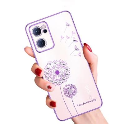 China Shockproof Glitter Shine Electroplate Flowers Phone Case For OPPO Reno 5 6 7 pro TPU Soft Back Cover for sale