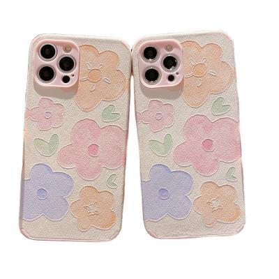 China Cute Flower Lamb Shockproof Cute Skin Watercolor Style Insti PU Soft Phone Case For OPPO Reno 5pro A32 A11X for sale