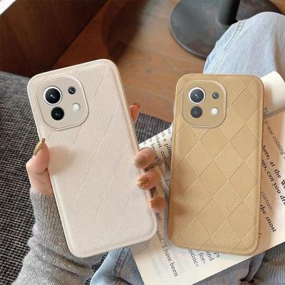 China Shockproof Luxury Leather Texture Phone Case For Xiaomi 11 Ultra MI 10 PRO Camera 12 Soft Back Protector Coque for sale