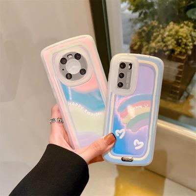 China Fashion Shockproof Luxury Holographic Rainbow Laser Acrylic Shockproof Phone Case For Iphone 13 pro max for sale