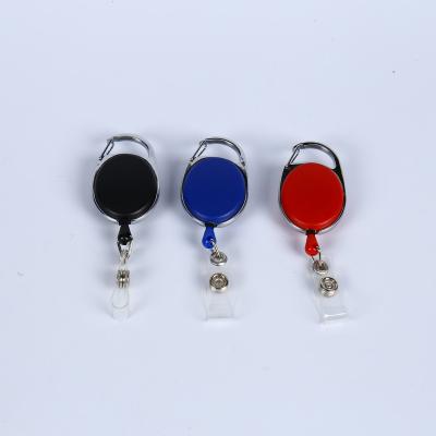 China Promotional Hot Gift/Sale Amazon School/Office Carabiner Badge Reel Holder With Clip PVC Back Strap for sale