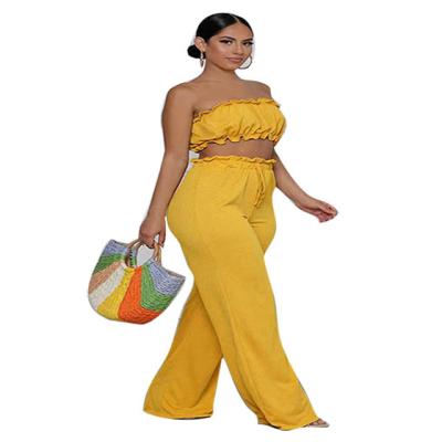 China 2022 QUICK DRY new tops and shorts summer women casual pants set two piece clothing chest wrap pants loose girl's dresses for sale