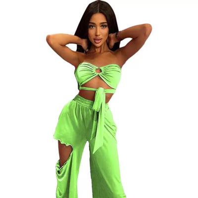 China Anti-pilling 2022 new style Europe and the United States layout two-piece set women loose bra fashion sexy girl and panties clothing set for sale