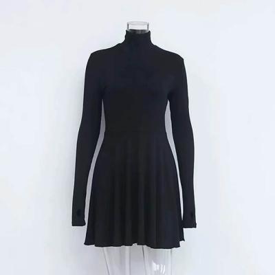 China Breathable 2022 NEW Fashion Women Summer Casual Dresses Sexy Club Wear High Collar Skinny Long Sleeve Minid Girl's Dress for sale