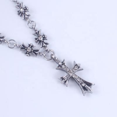 China Factory Direct 925 Sterling Silver Diamond Jesus Festival Necklace Flower Shape Cross Necklace With Diamond for sale