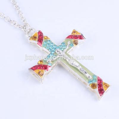 China Factory direct Jesus diamond festival price infinity rhinestone sterling silver chunky necklace hot sale cross shape cheap pendant for sale