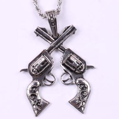 China Festival steampunk pirate men's hiphop gold uzi gun necklace male pendant for sale