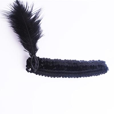 China Feather Ostrich Feather Sequin Fin Headband Headpiece for Carnival Dance Party Girl Hair Decoration for sale