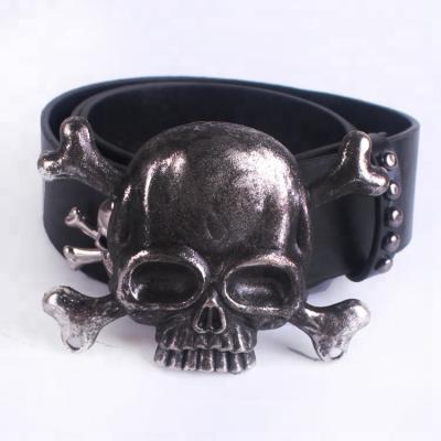 China Customized party decoration PU skull belt handmade apparel and props Halloween customs men's belt for sale