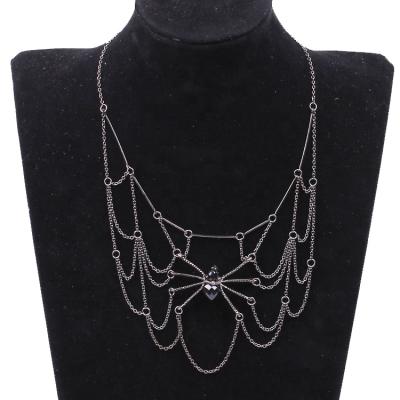 China Free Shipping Halloween Handmade Festival Spider Shape Necklace Vampire Cobweb Charm Choker Necklace for sale