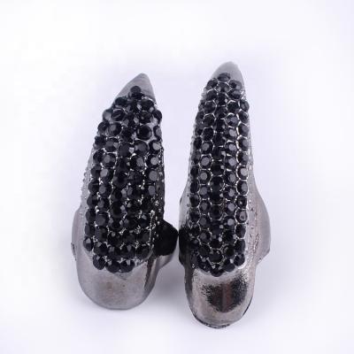 China Claw Shape Fashion Jewelry Metal Masquerade Props False Nail Sets Hawk Paw Talon Finger Claw Ring With Rhinestone for sale