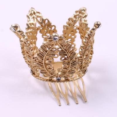 China Christmas Wholesale Jewelry Custom Inlay Metal Rhinestone Crown Bride Crystal Hair Accessories for sale