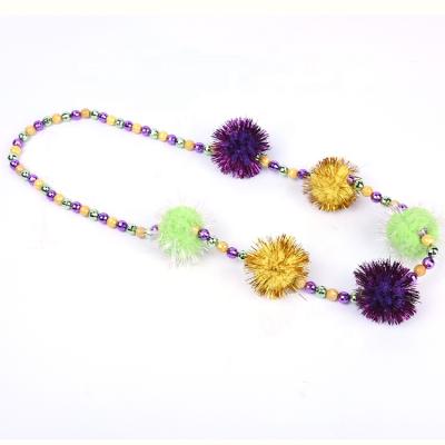 China Colorful Beads with Big Christmas Accessories Large Ball Beads Full Round Necklace Mardi Gras Beads Necklaces Colorful for sale