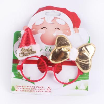 China Wholesale Fashion Jewelry Christmas Mini Christmas Hat and Bowknot Modeling Glasses for sale