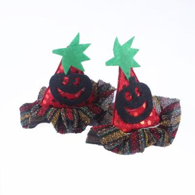 China Nonwoven Felt Halloween Festival Hair Clips Pumpkin Five-pointed Star With Glitter Powder for sale