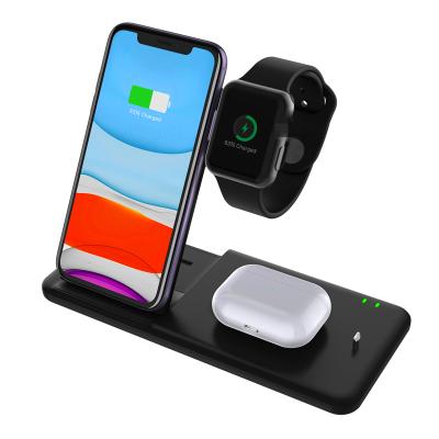 China New Design Factory Price Mobile Phone Stand 10W 4in1 Desktop Wireless Charger For Apple Watch For Air Pod Pro for sale