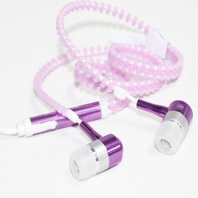 China New Perfect Sound Hot Selling Glow in the Dark Luminous Light Zipper In-Ear Headphones Metal Earbuds For Iphone For Samsung for sale