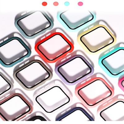 China Fanshion Glass+case For Apple Watch serie 6 5 4 3 Se 44mm 40mm 42mm 38mm Watch Case Bumper Screen Protector With Cover Watch Accessories for sale