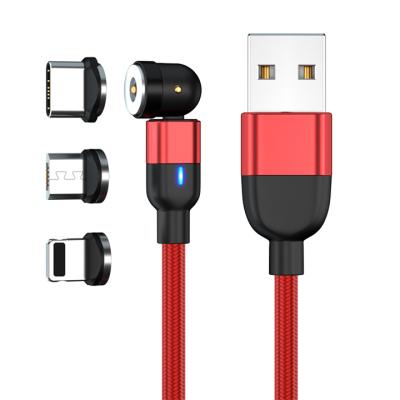 China Wholesale Magnetic Cable 1m 2m Fast Charging Rotating Data Line USB 3 In 1USB Charging Data Cable For iPhone Phone Charger Magnetic Cable for sale