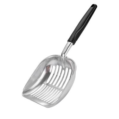 China Hot Sale Aluminum Alloy Viable Sieve Metal Scooper Deep Shovel Long Handle Poop Sifting Cat Litter Shovel For Cat Pets for sale