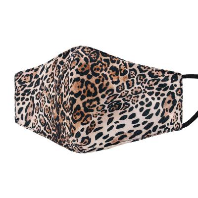 China Ear Hanging Type Washable Fashionable Leopard Print Face Masks Polyester Cotton Face Mask For Women for sale