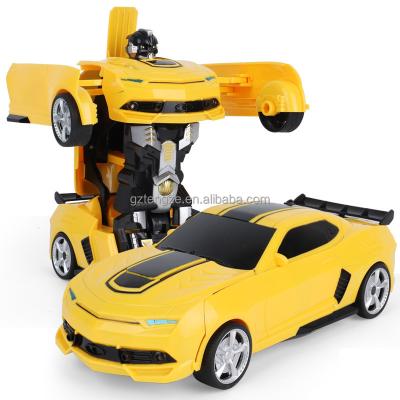 China Lightweight ABS Robot Police Children Racing Car Toy Boys Bump Go Toddler Car Robot Deformation Remote Control Lightweight Smart Car for sale